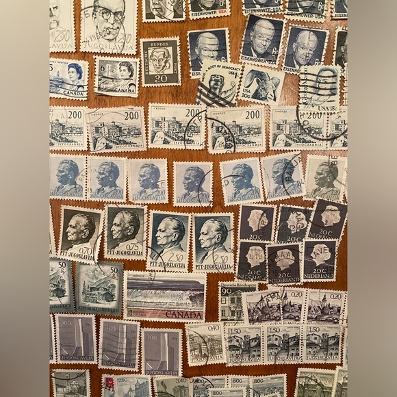 Vintage international & USA Postal Stamps - over 100 postmarked. Grays/neutral#2 - Picture 6 of 7